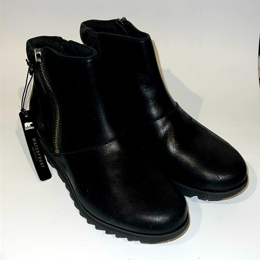 NEW Sorel Harlow Zip Up Ankle Boots Booties Black 8